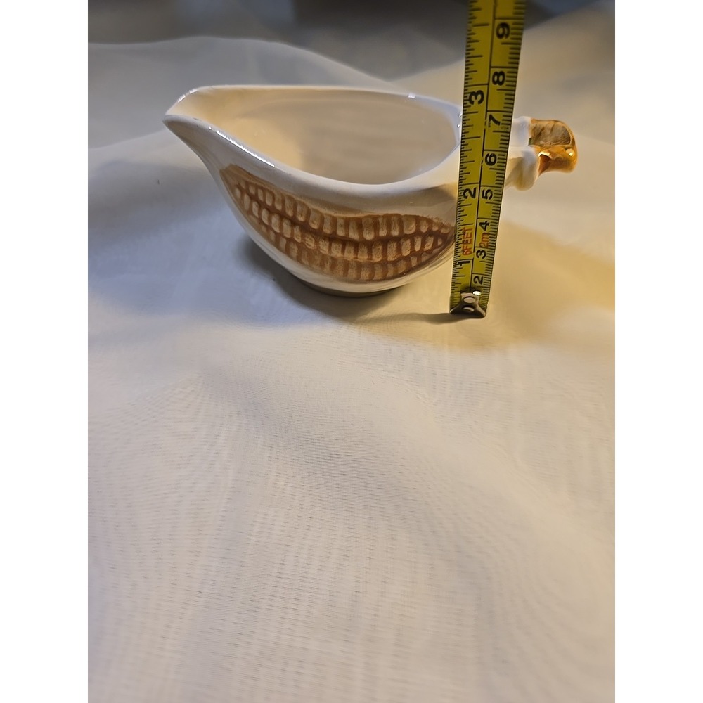 Vtg Butter Dish Melted Butter Dish Corn Shaped Butter Boat Ceramic Hand Painted - Picture 8 of 8